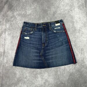 Abercrombie & Fitch Denim Mini Skirt Size 2 W26 Blue Red Side Stripe Y2K 90s NWT